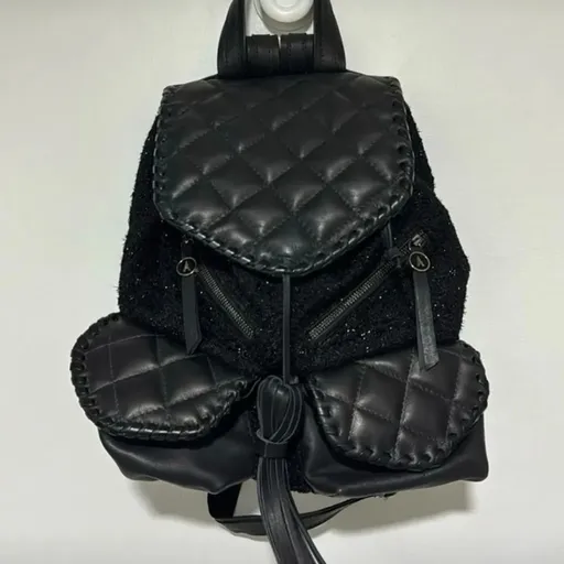 mochila tweed e couro