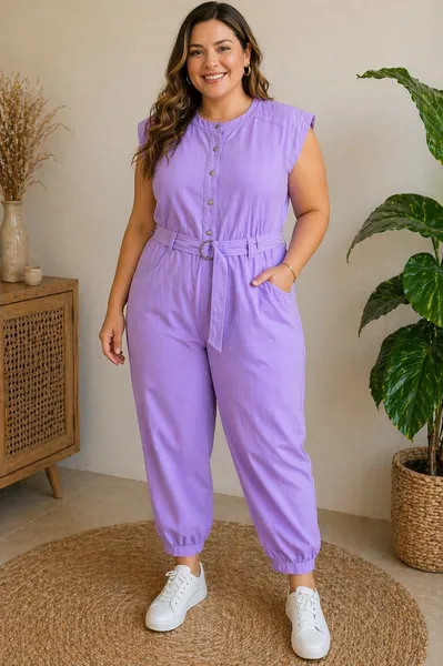 Macacao linho plus size