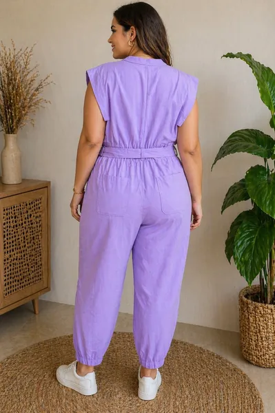 Macacao linho plus size
