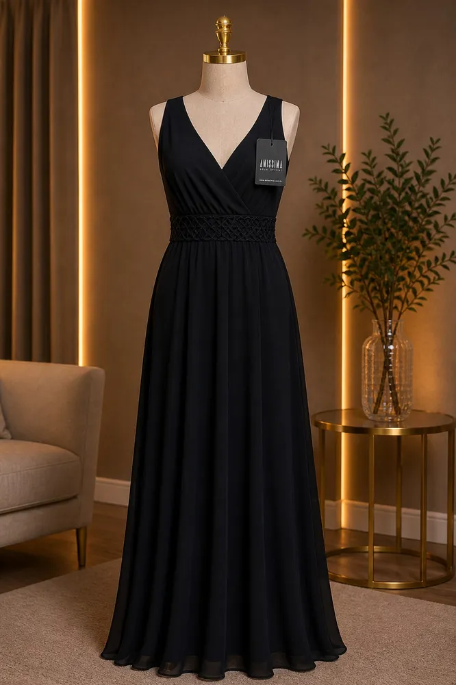 Vestido longo preto Amissima