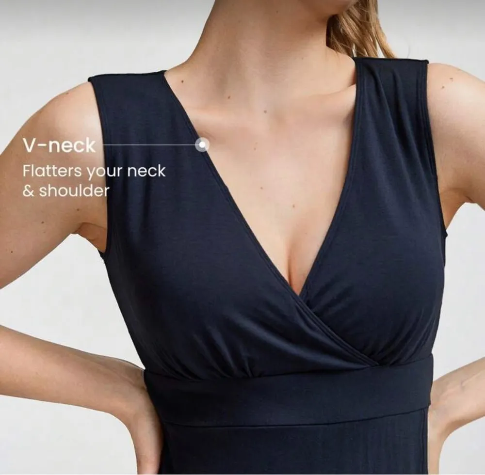 vestido shein azul marinho decote v