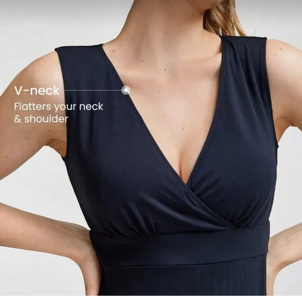 vestido shein azul marinho decote v