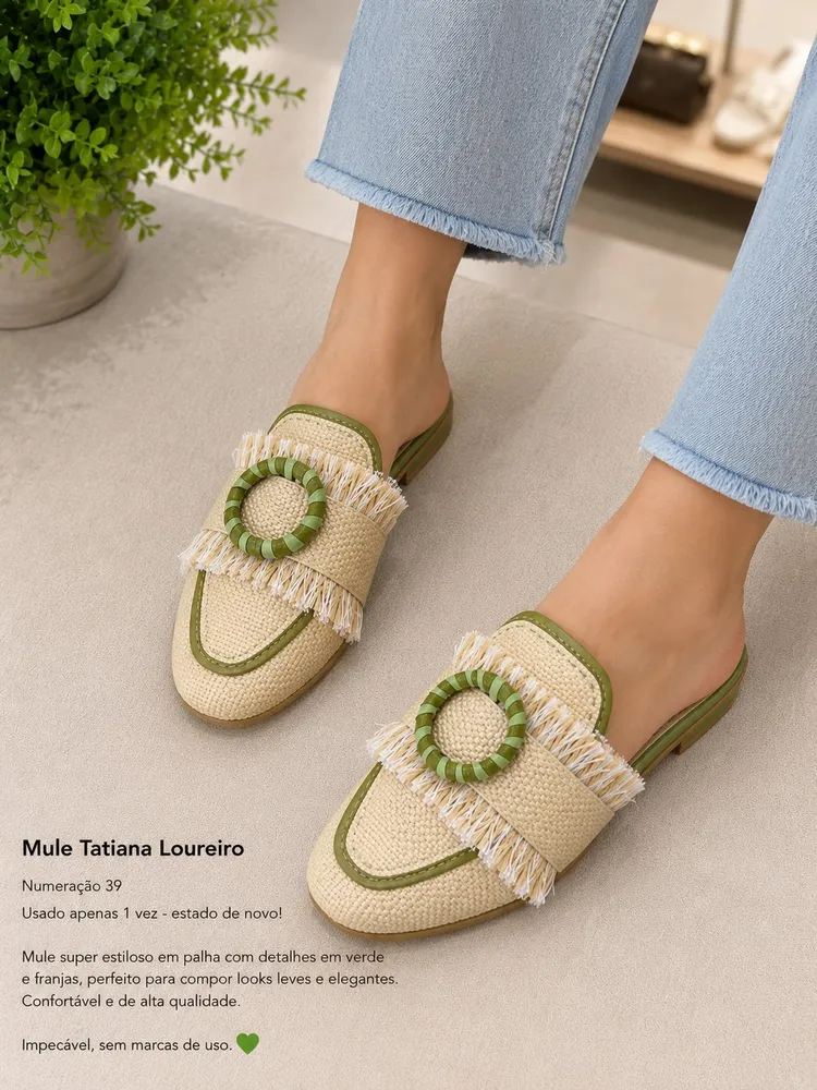 mule tatiana loureiro palha verde 39