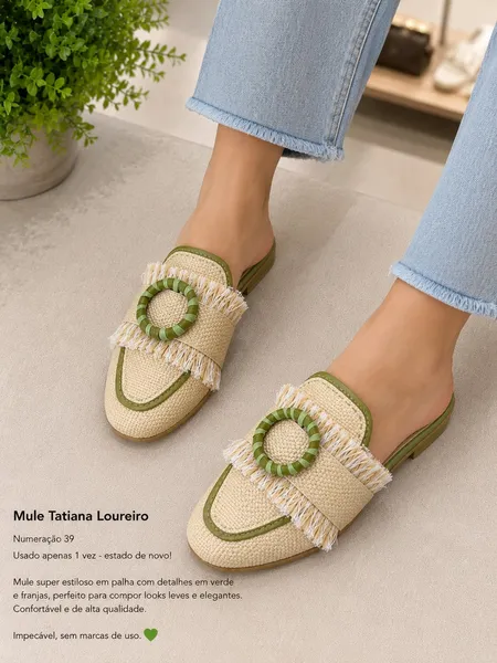 mule tatiana loureiro palha verde 39