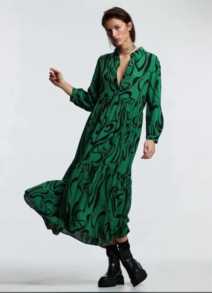 vestido zara chemise estampado