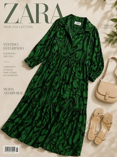 vestido zara chemise estampado