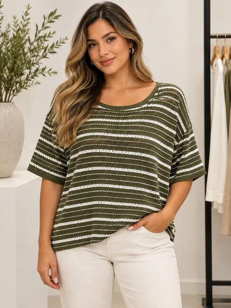 blusa canô tricot listrada verde
