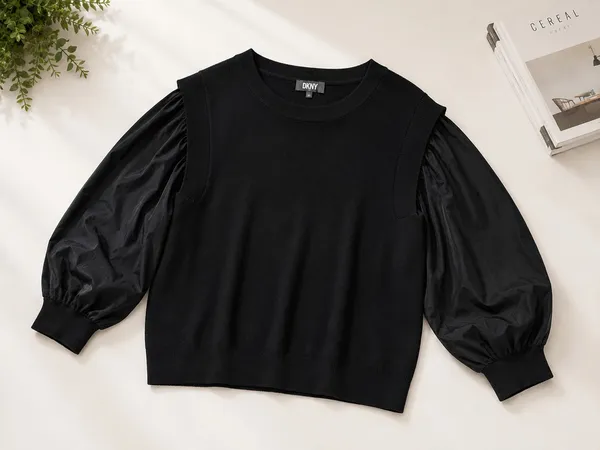 blusa dkny preta tricot e viscose