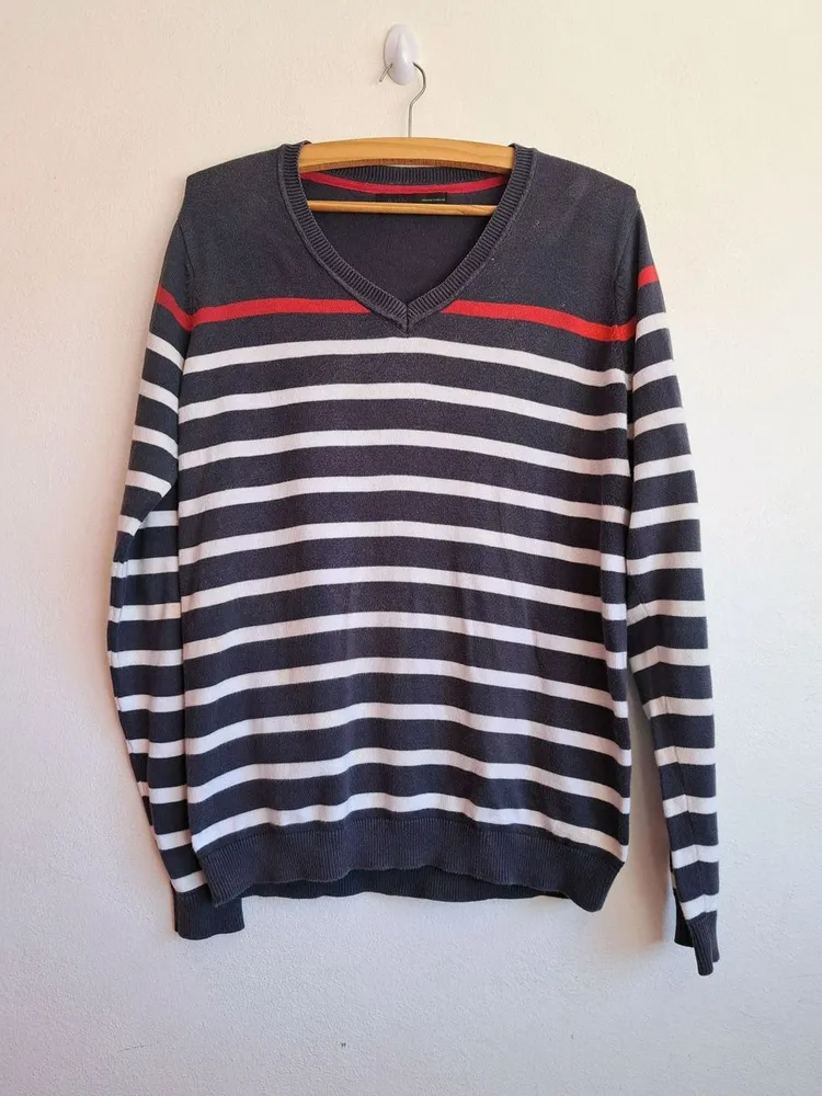 suéter zara man listrado azul marinho