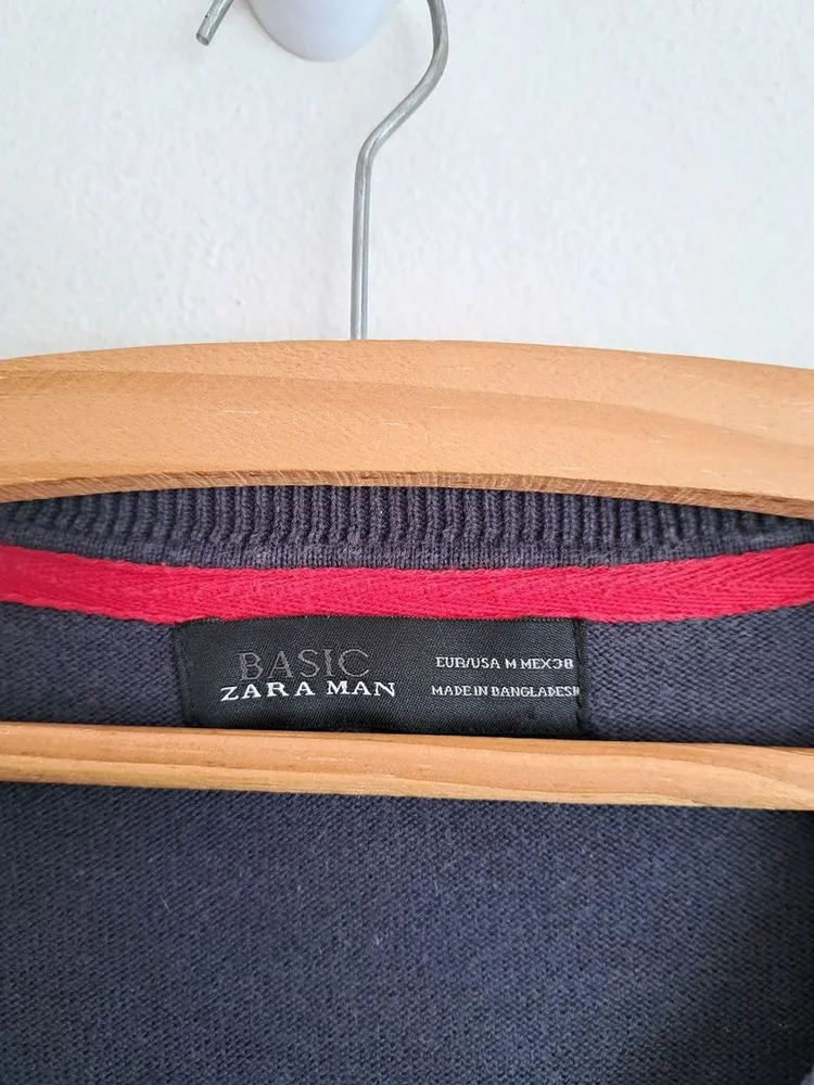 suéter zara man listrado azul marinho