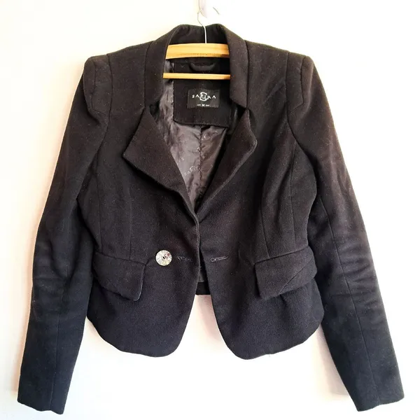 blazer lã batida feminino preto