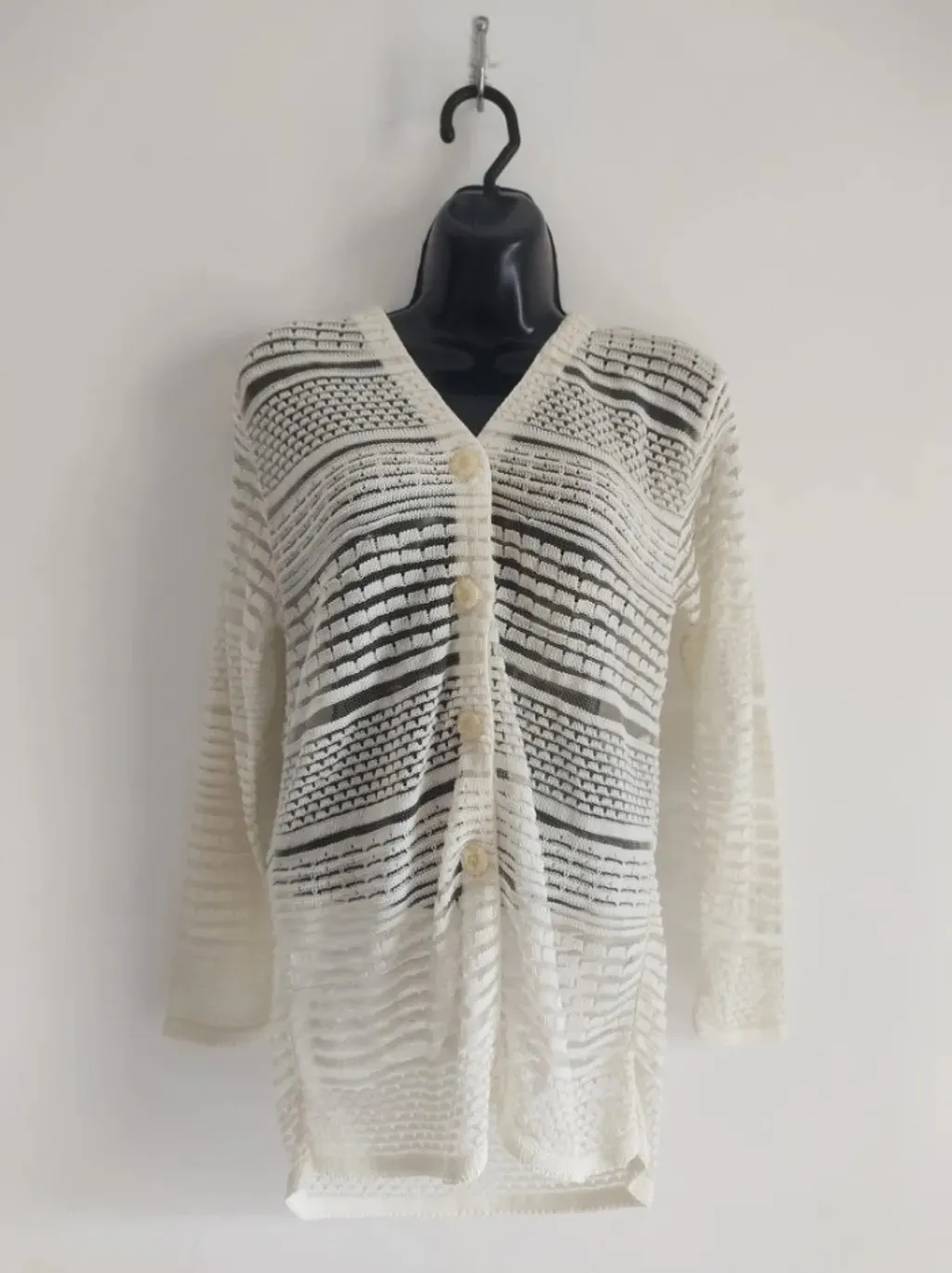 Cardigan Creme com Transparência - Tam. M