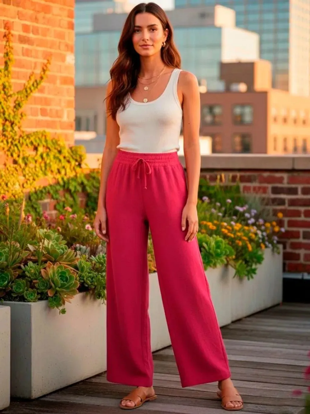 Calça Pantalona Pink - Tam. M