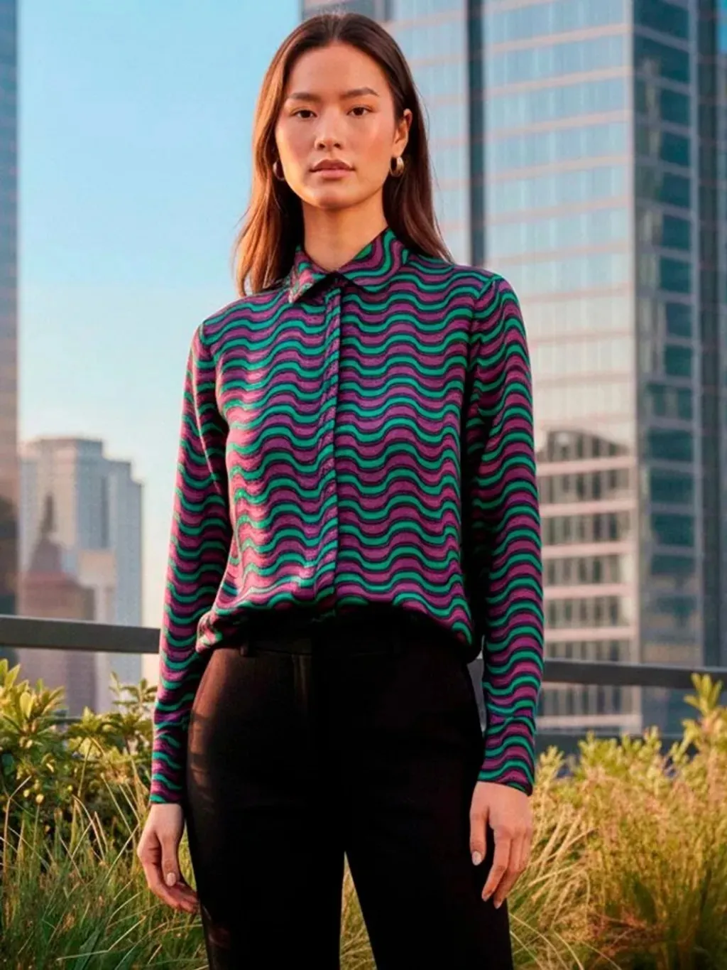 Camisa Estampa Ondas - LE LIS BLANC - Tam. M