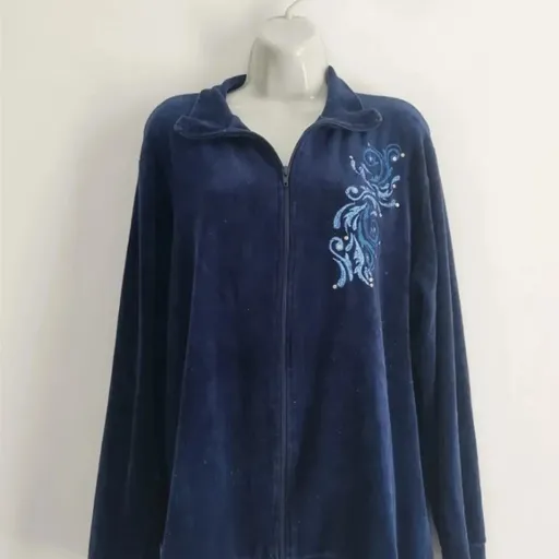 Jaqueta de Veludo com Bordado - Tam. GG