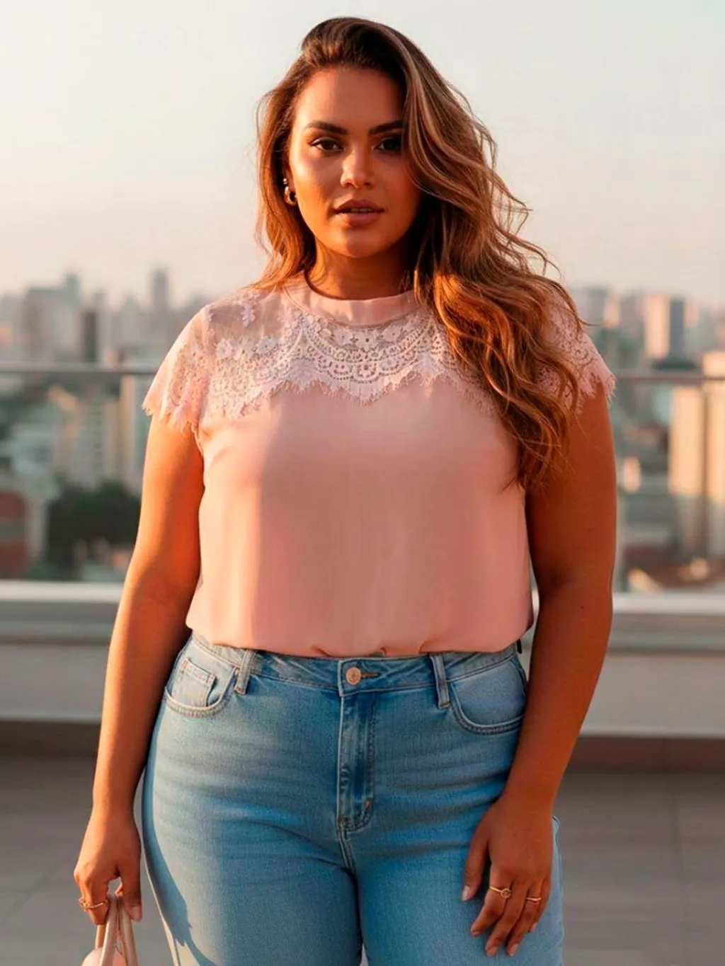 Blusa Renda Rosa - Tam. G