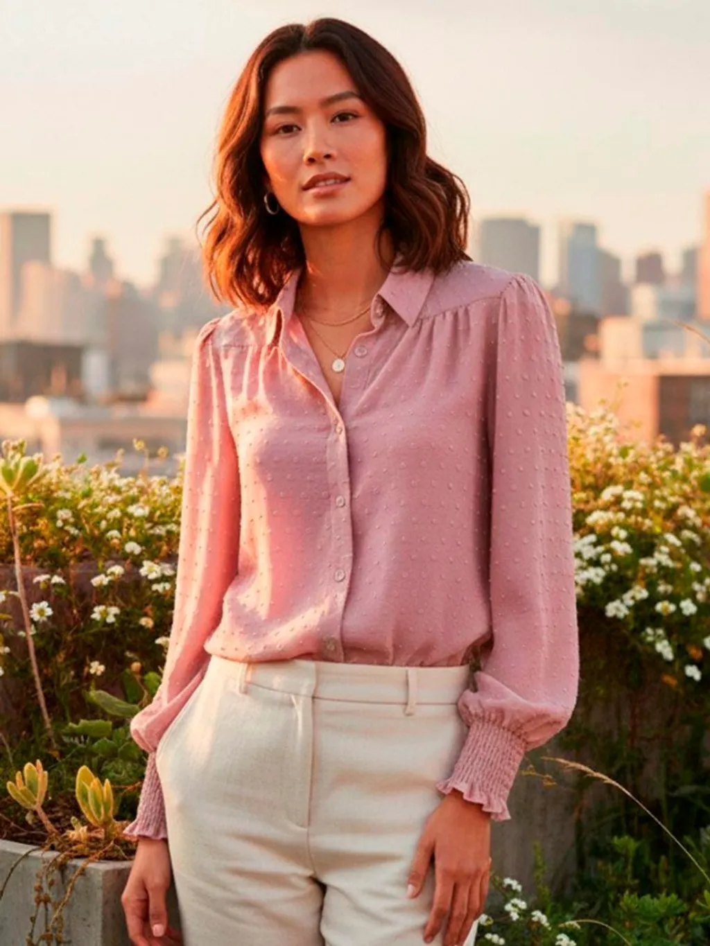 Camisa Rosa Texturizada - Tam. M