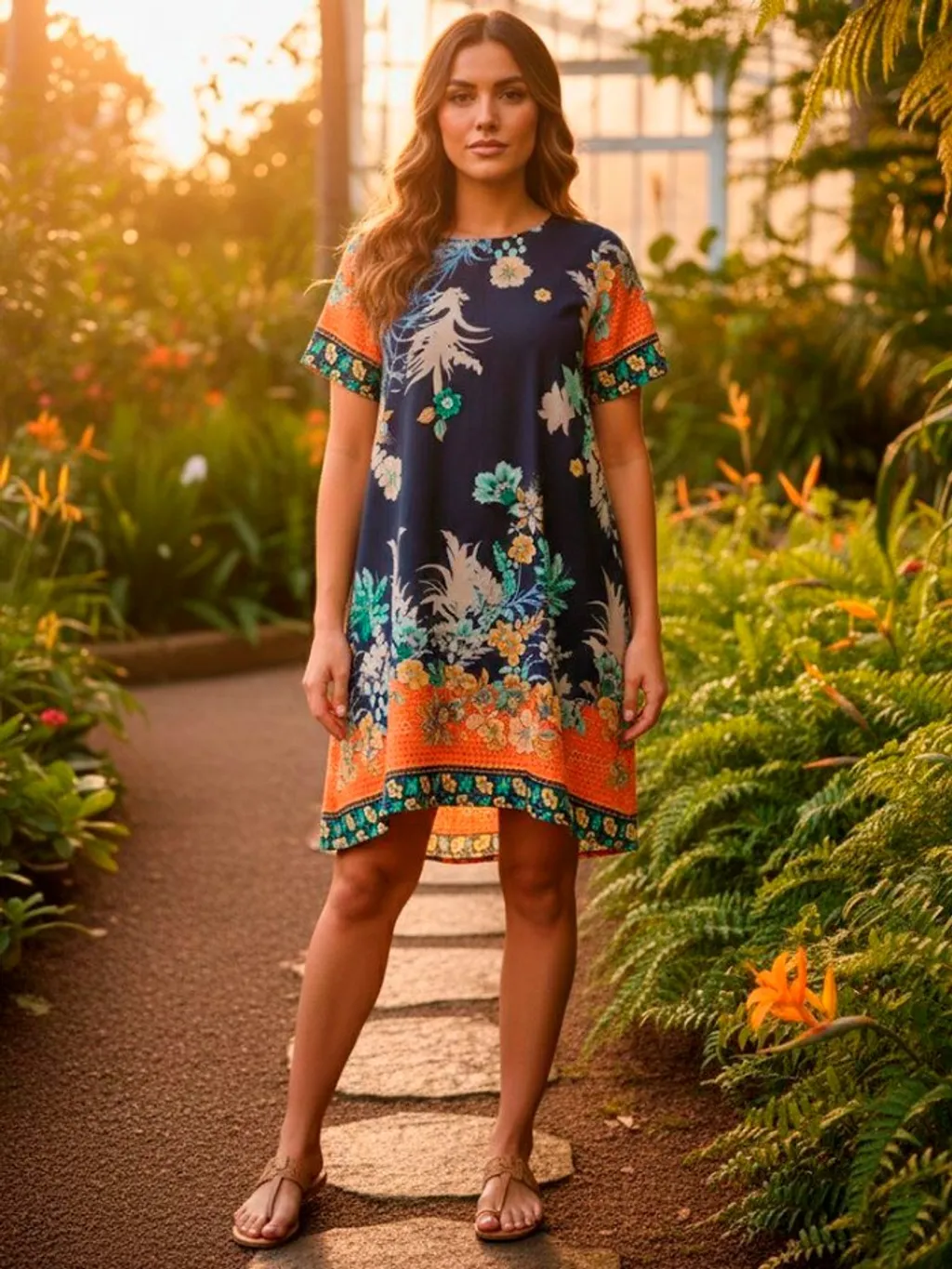 Vestido Marinho Floral SHEIN - Tam. M