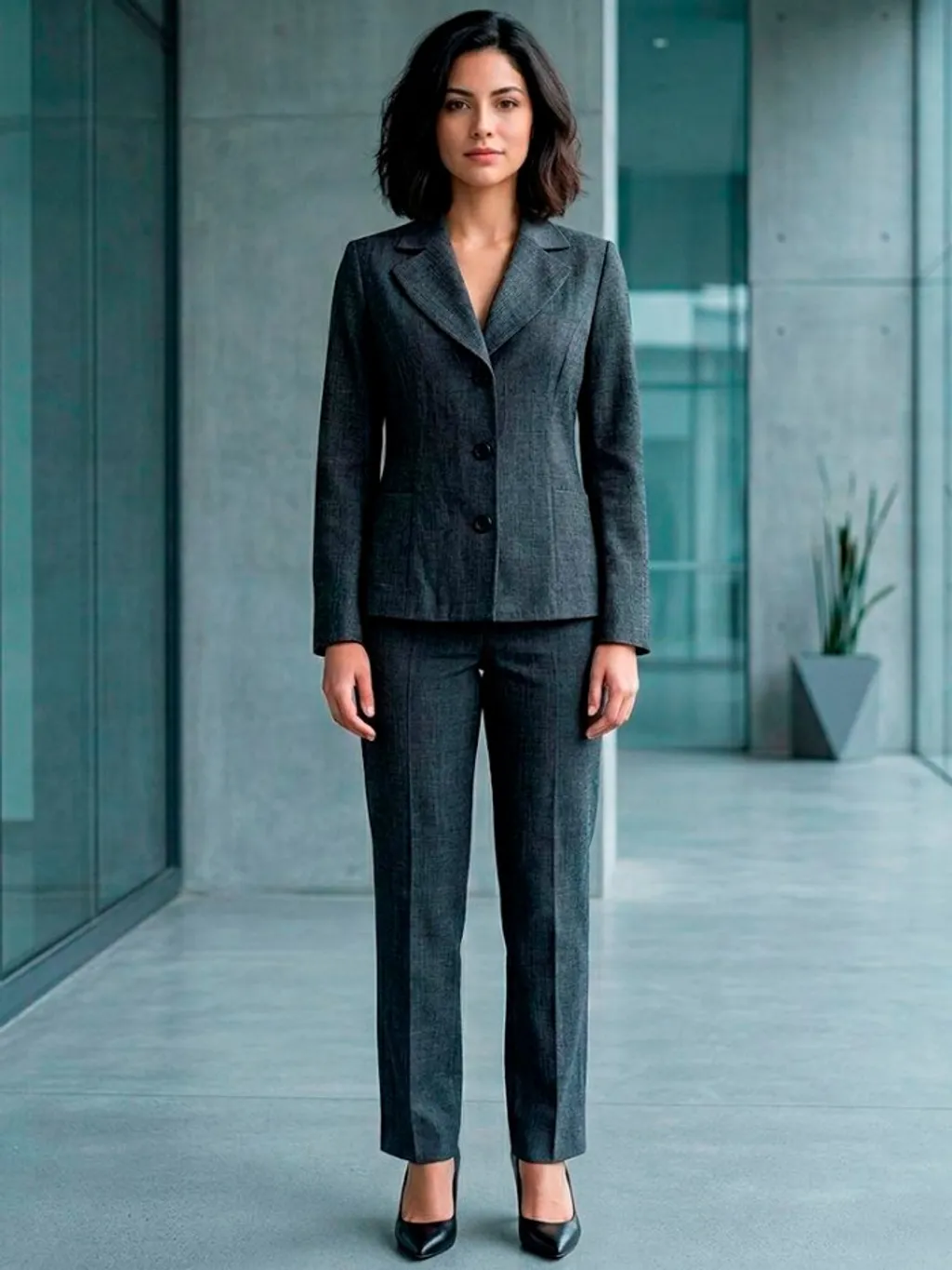 Conjunto Blazer e Calça de Alfaiataria Cinza Escuro - Tam. P