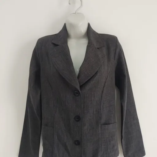 Conjunto Blazer e Calça de Alfaiataria Cinza Escuro - Tam. P