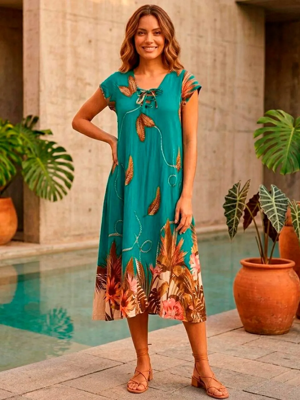 Vestido Estampado Midi - Tam. M