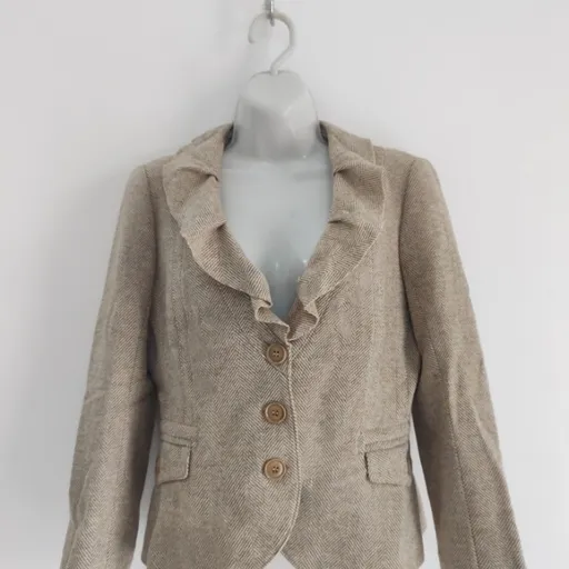 Conjunto de Alfaiataria Blazer e Calça de Tweed Bege - ZARA - Ta