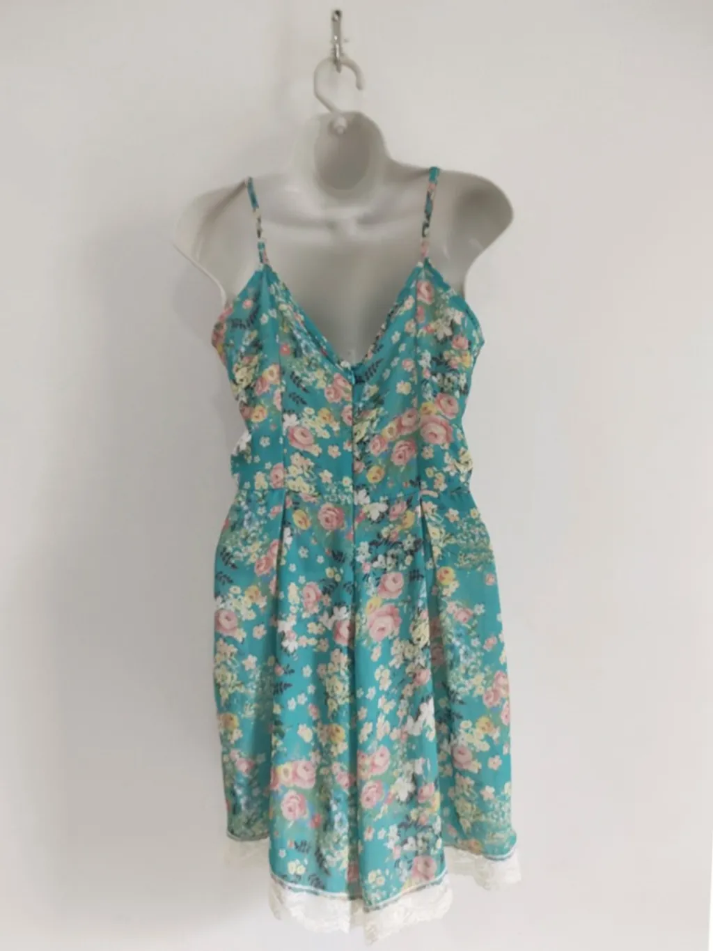 Macaquinho Verde Água Floral - Tam. P