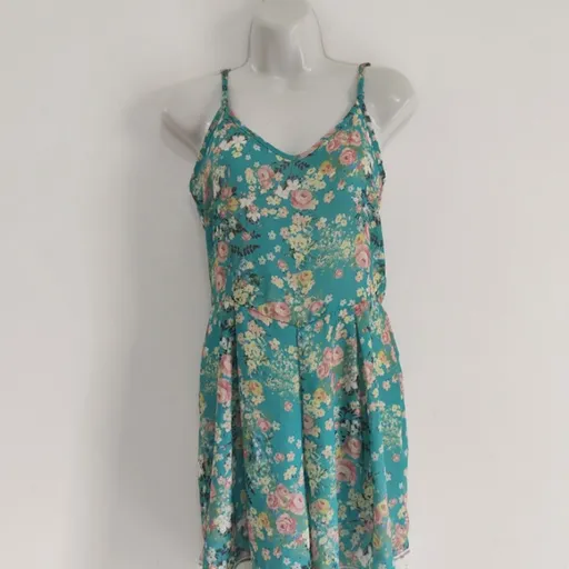 Macaquinho Verde Água Floral - Tam. P