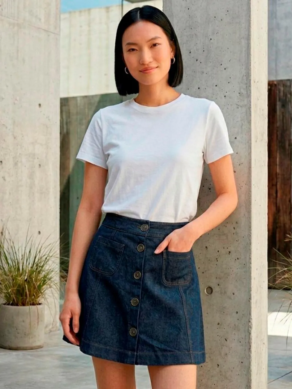 Saia de Algodão Jeans Escuro - Tam. P