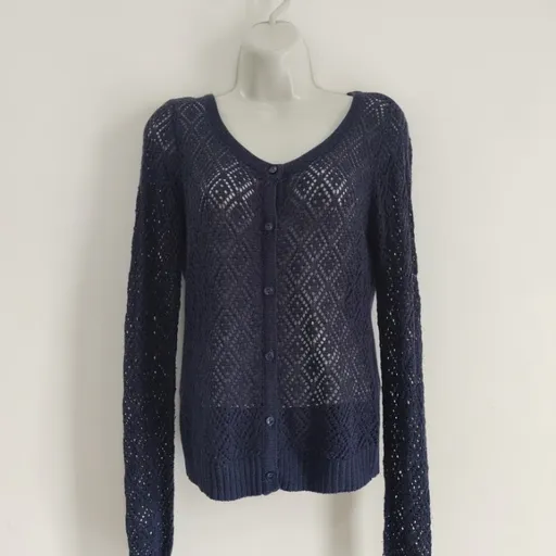Cardigan Marinho Vazado Brilho - Tam. P