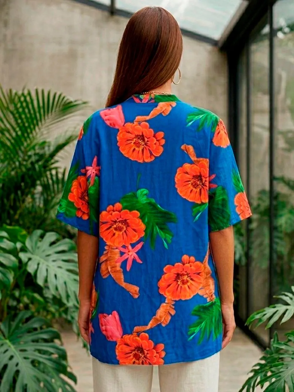 Kimono Azul Floral - Tam. M
