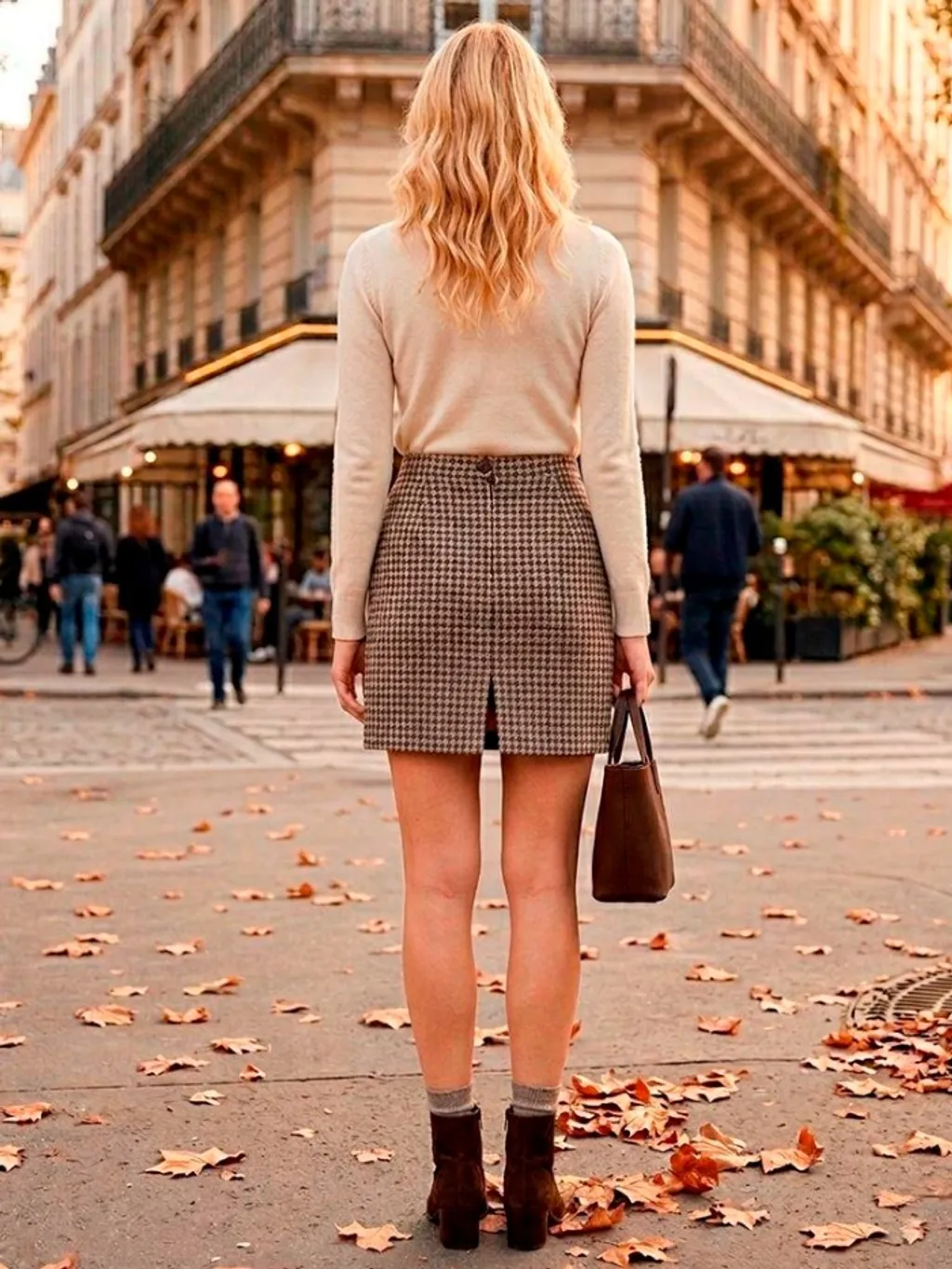 Saia de Lã Batida Pied de Poule Vintage CGC - Tam. P