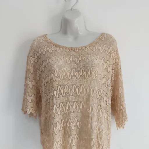 Blusa Guipir com Brilho Dourado - Tam. G