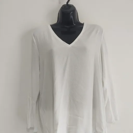 Blusa Branca Manga com Fenda - Tam. M