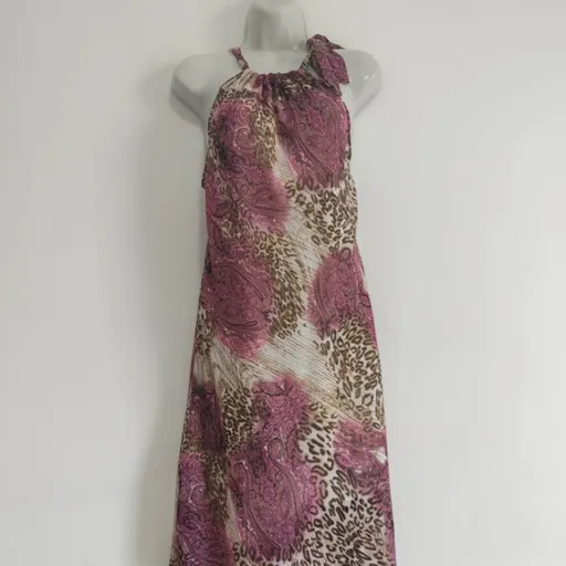 Vestido Midi Estampado e Amarração - Tam. M