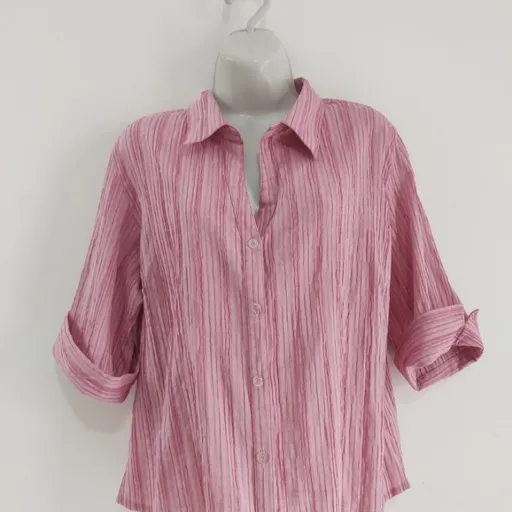 Camisa Rosa Listrada - Tam. G