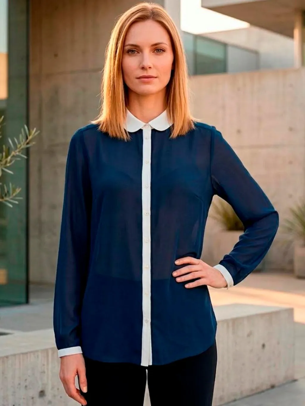 Camisa Marinho e Branca TOMMY HILFIGER - Tam. M