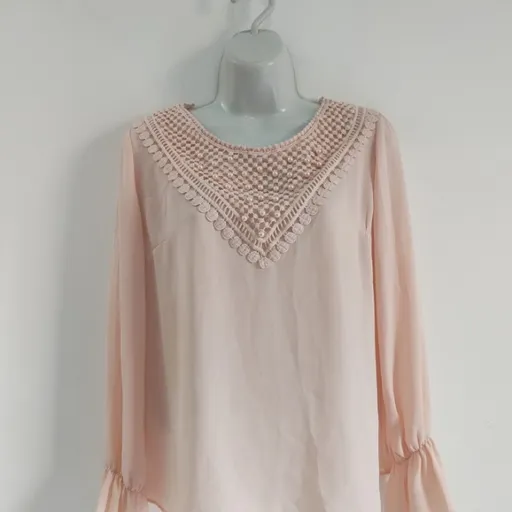 Blusa Rosa com Pérolas - Tam. M