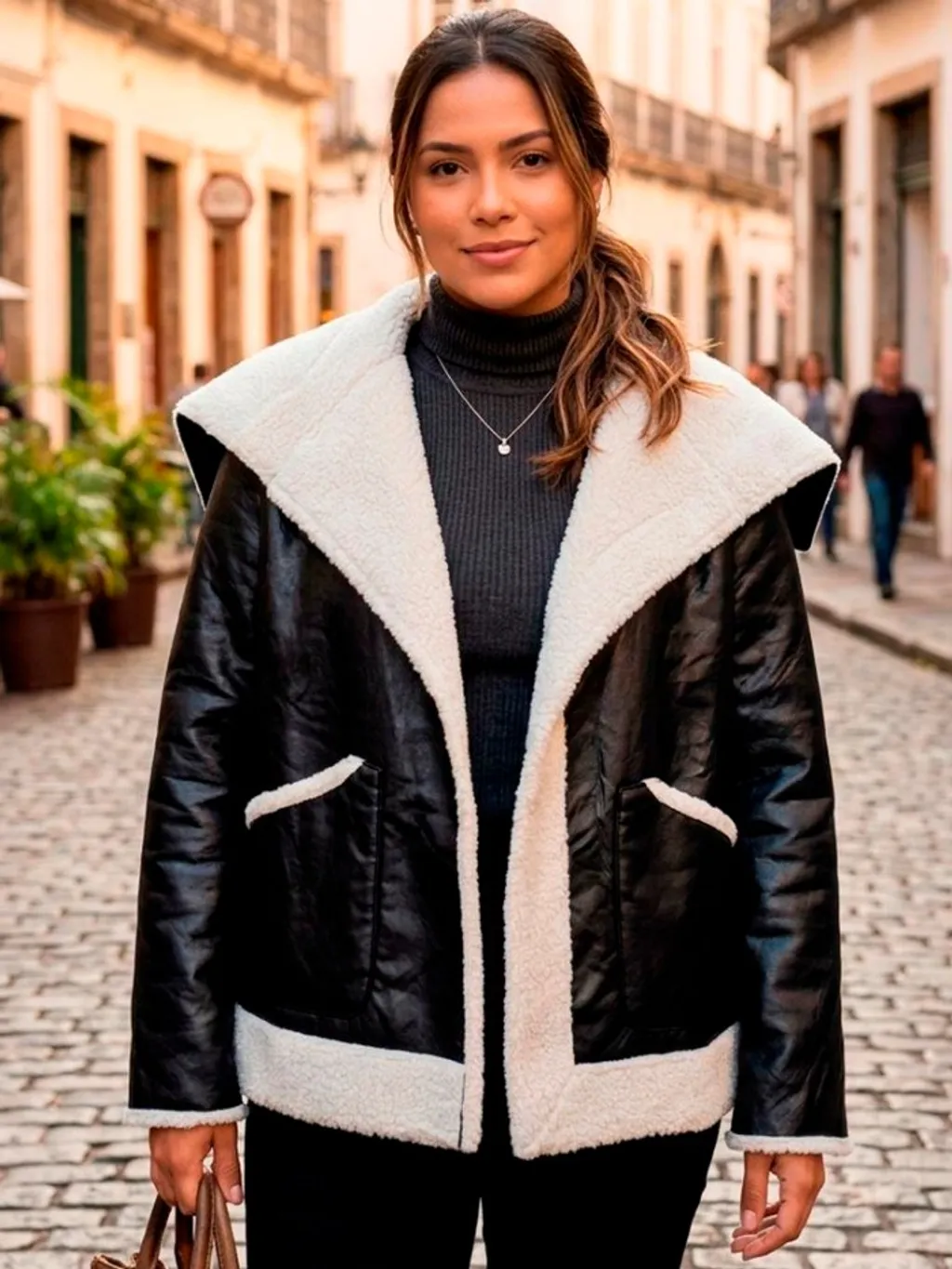 Jaqueta Preta Sintética Peluciada Shein - Tam. G