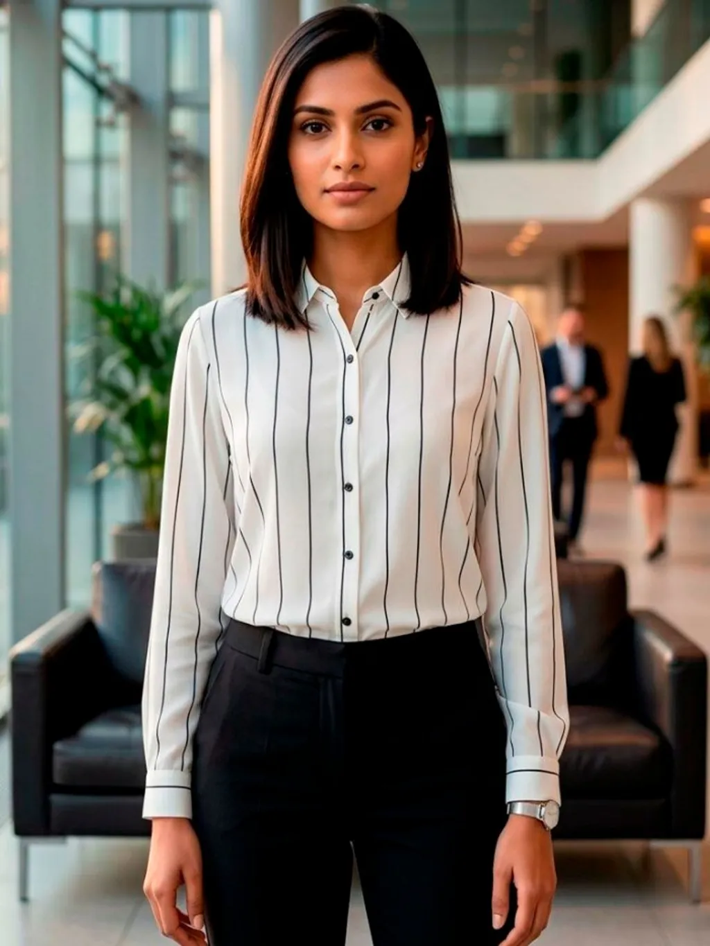 Camisa Listrada Branca e Preta - Tam. P