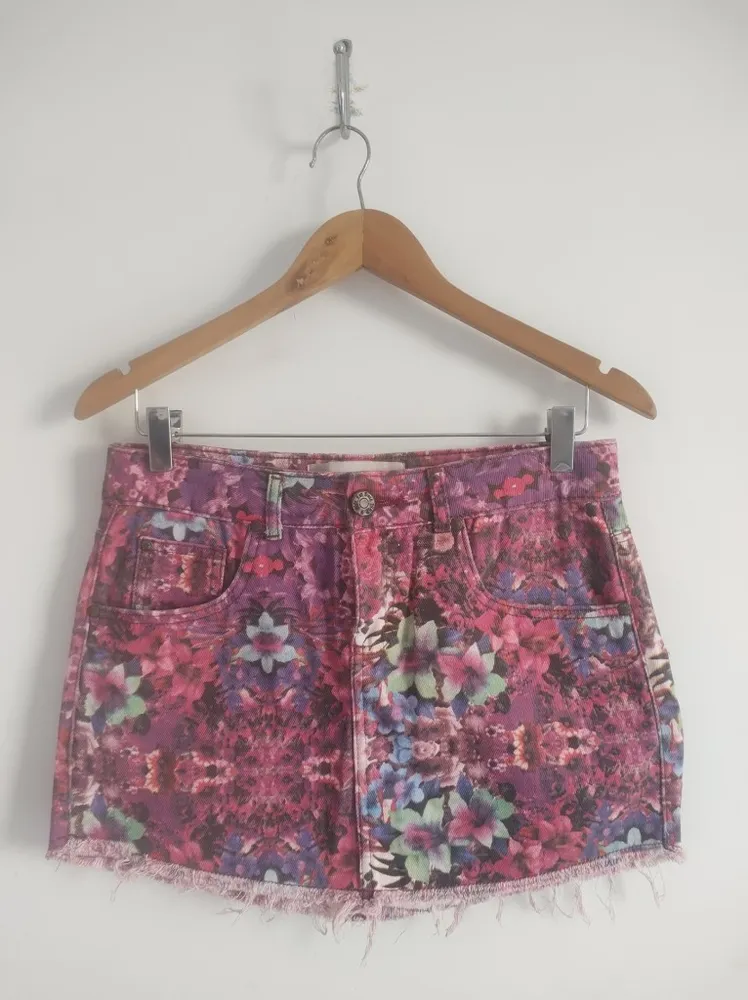 Saia Jeans Floral - Tam. 38