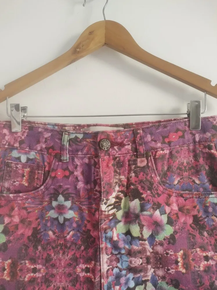 Saia Jeans Floral - Tam. 38