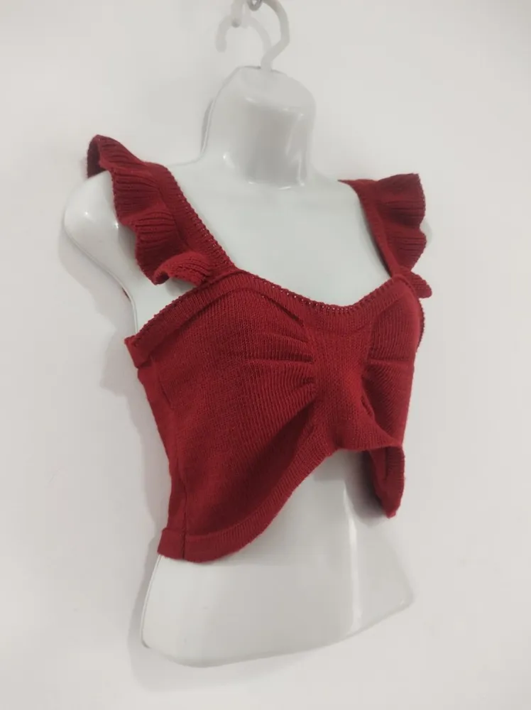 Cropped de Tricô Alça Babado - Tam. M