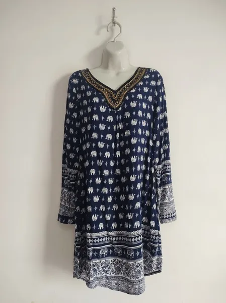 Vestido Túnica Indiano Pedraria - Tam. M