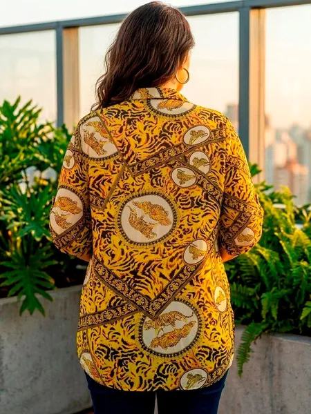 Camisa Amarela Estampada - Tam. G