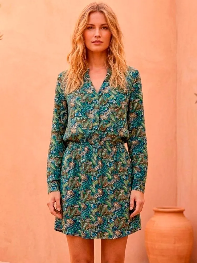 Vestido Manga Longa Paisley - Tam. M