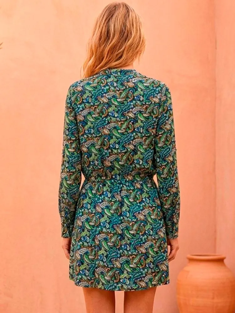 Vestido Manga Longa Paisley - Tam. M
