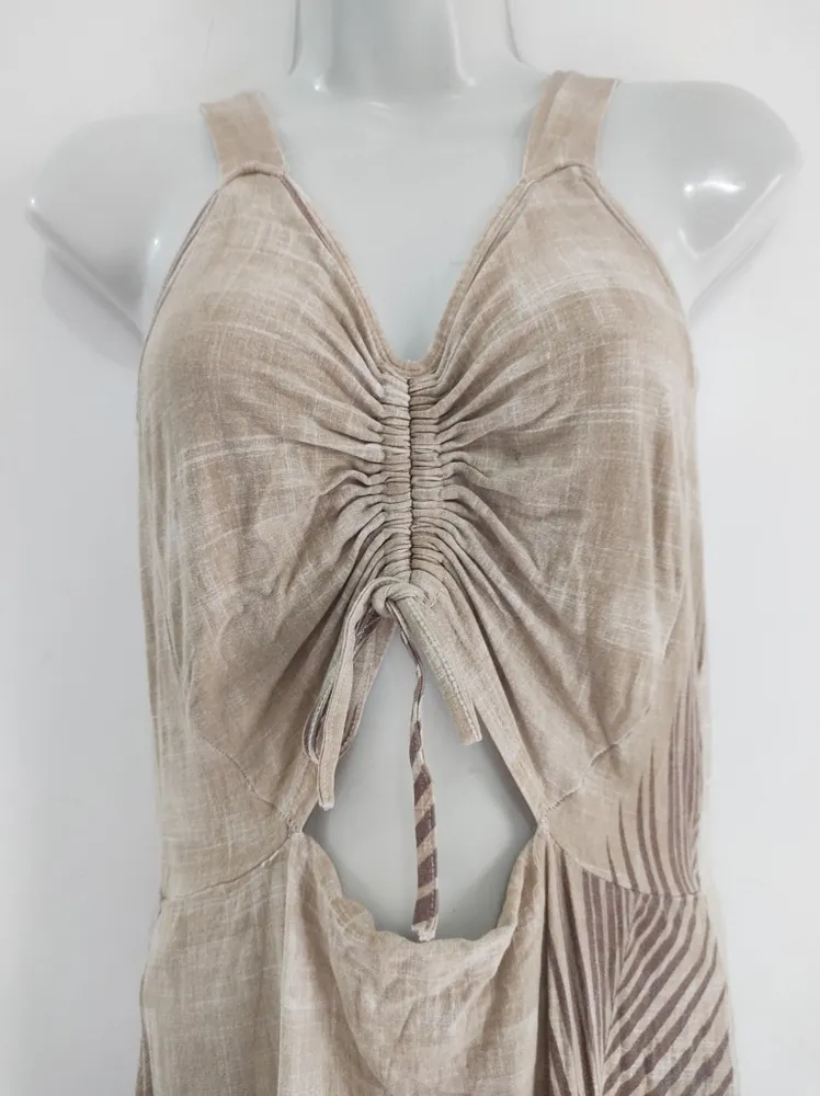 Vestido Marrom Estampado Midi - Tam. M