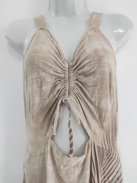 Vestido Marrom Estampado Midi - Tam. M