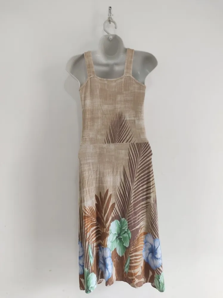 Vestido Marrom Estampado Midi - Tam. M